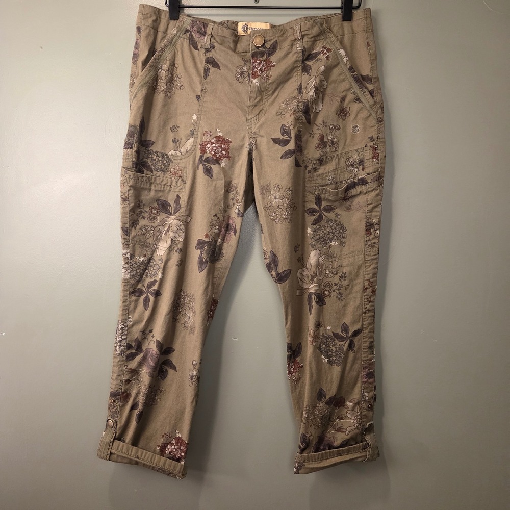 Democracy Flexellent Cargo Floral Print Convertible Length Capri Pants Size 12